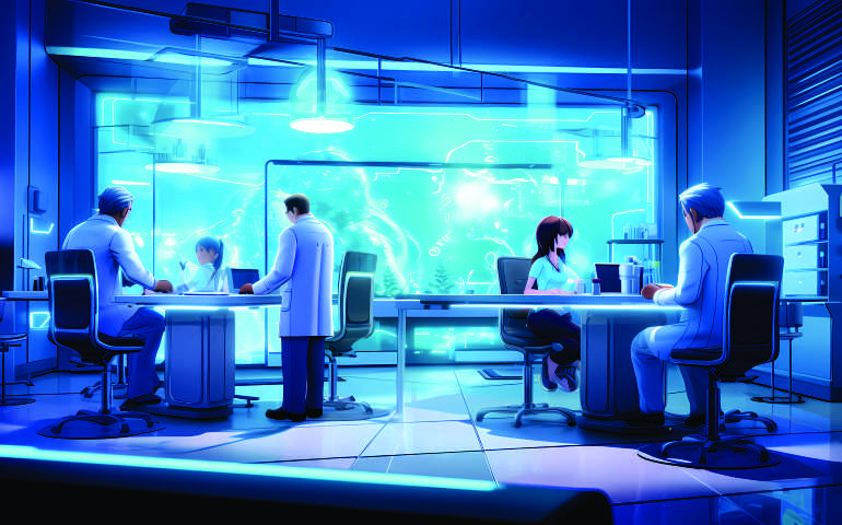 QuantaWave lab team working in the cybersecurity lab